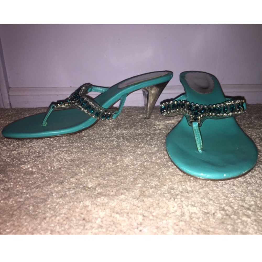 Turquoise Jeweled Sandals